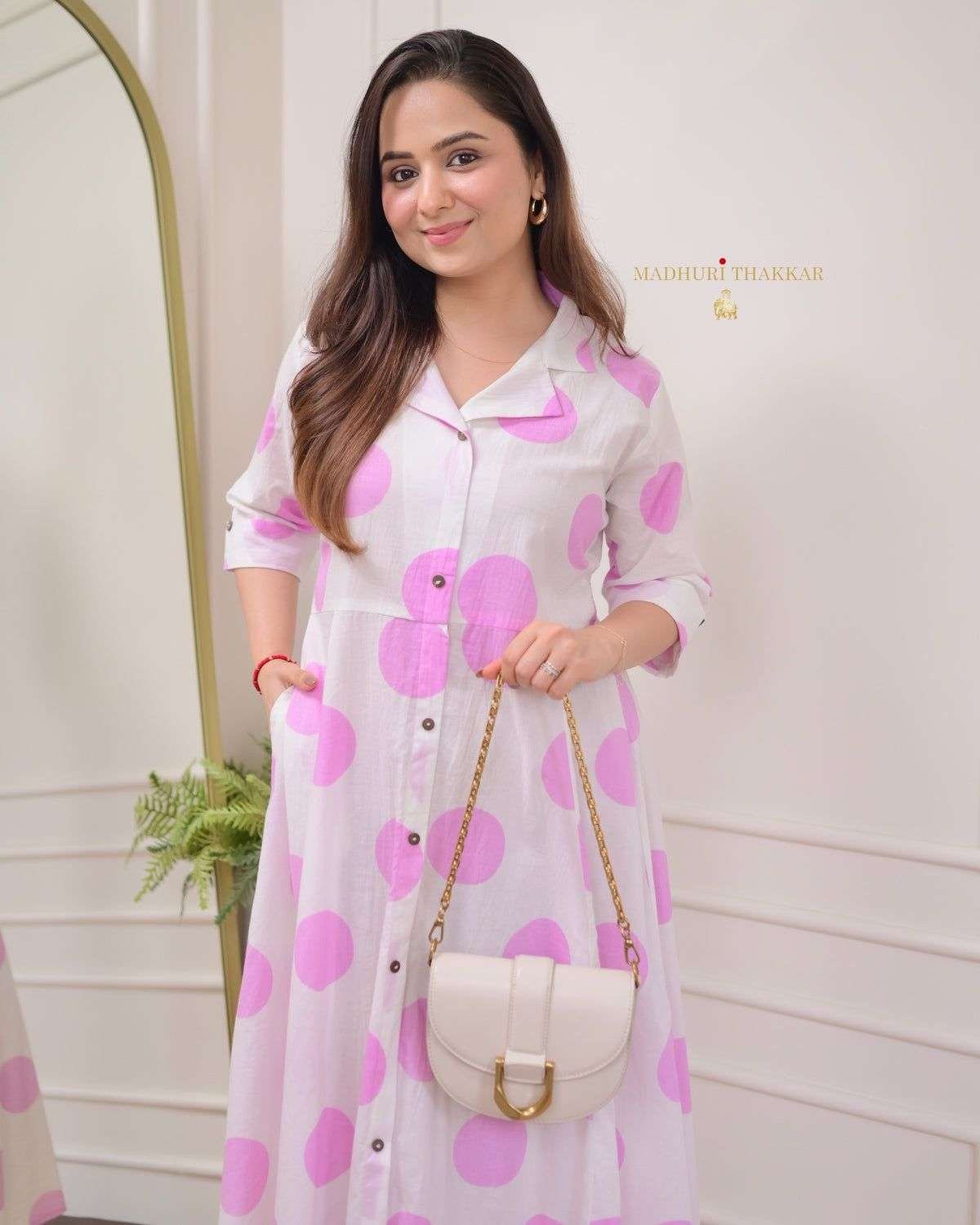 Women's Cotton Floral Printed 3/4 quarter sleeve A-Line printed kurti